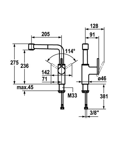 Kwc Ava 10 191 003 127FL - 122948 mitigeur évier à douchette Steel