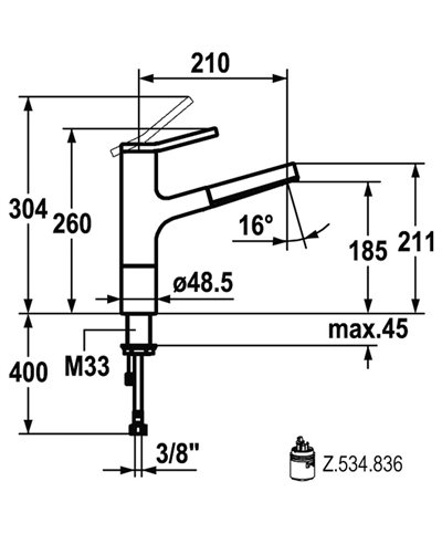 Kwc Ava 10 191 113 000FL - 122124 mitigeur évier à douchette chrome
