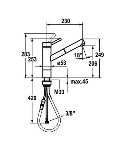 Kwc Inox 10 271 303 700FL - 121517 mitigeur évier à douchette inox