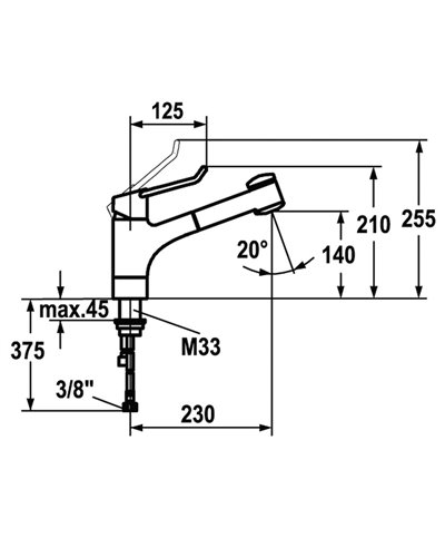 Kwc VitaPro 10 291 033 000 - 123032 mitigeur évier à douchette + levier ouvert chrome