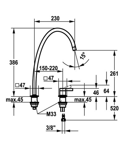 Kwc Era 10 392 024 700FL - 124399 mitigeur évier 2 trous à bec inox