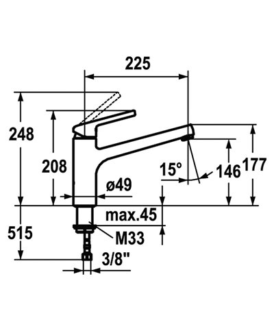 Kwc LunaE 10 441 023 000FL - 123818 mitigeur évier bec mobile chrome