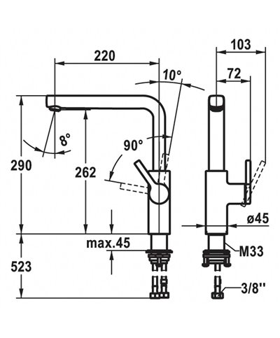 Kwc Ava2 10 461 012 000FL - 125370 mitigeur évier bec mobile chrome