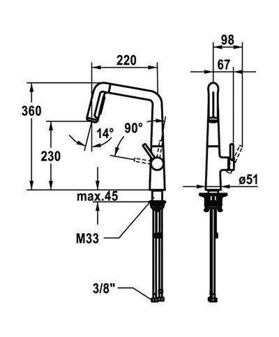 Kwc Kio 10 481 002 000FL - 125202 mitigeur évier à douchette chrome