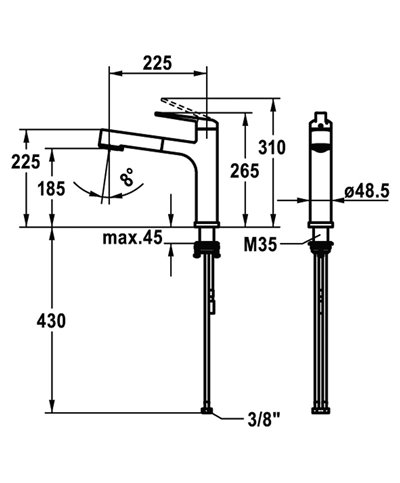 Kwc Domo6 10 661 053 000FL - 124923 mitigeur évier spec  fenetre à douchette escamotable chrome