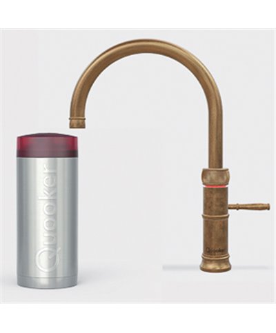 Quooker 22+CFRPTN Réservoir COMBI+ et robinet eau bouillante Classic Fusion Round laiton patiné