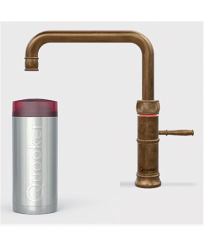 Quooker 22+CFSPTN Réservoir COMBI+ et robinet eau bouillante Classic Fusion Square laiton patiné