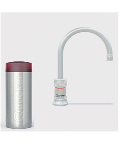 Quooker 22+CNRRVS Réservoir COMBI+ et robinet eau bouillante Classic Nordic Round acier inoxydable