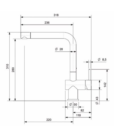 Reginox Yadkin R31681 mitigeur évier à bec mobile Noir