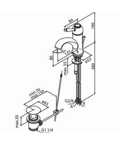 Damixa Tradition 378210000 mitigeur lavabo + vidage chrome