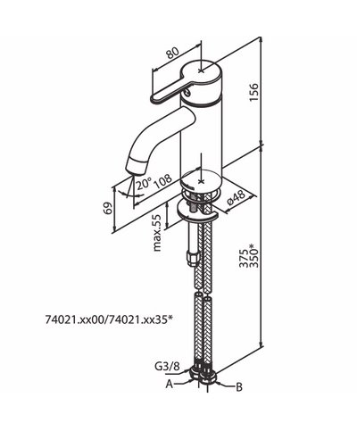Damixa Silhouet 740217700 mitigeur lavabo H 156 mm PVD Laiton