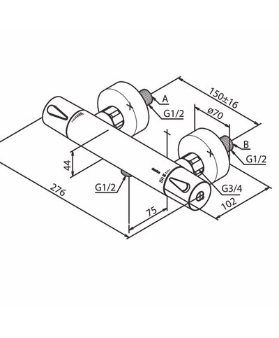 Damixa Silhouet 744004600 mitigeur thermostatique mural de douche PVD Acier