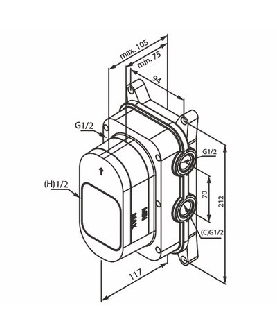 Damixa 570340000 corps d'encastrement pour mitigeur thermo