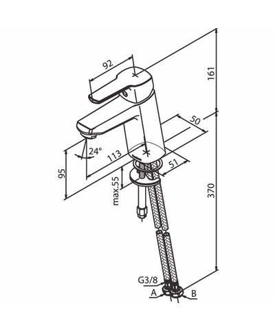Damixa Pine 170216100 mitigeur lavabo H 161 mm Noir mat