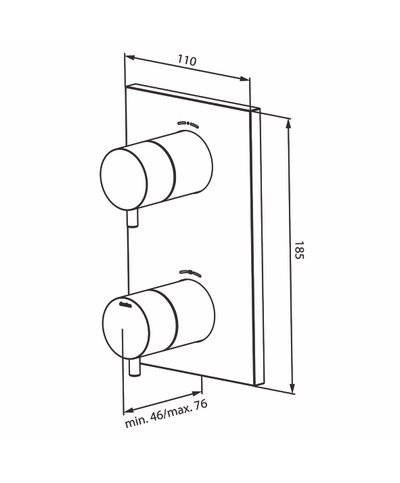 Damixa Pine 767076100 façade mitigeur thermo + inverseur à encastrer Noir mat