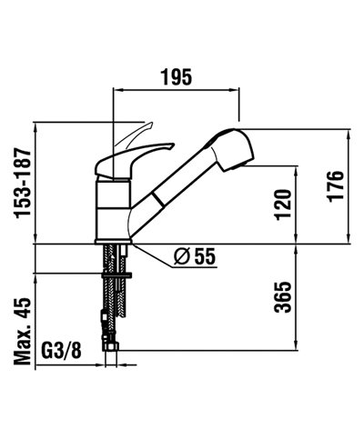 Laufen Arwa Similor Kugler HF501535100000 Eurolook  mitigeur évier à douchette chrome