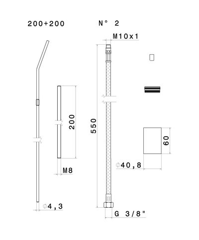 Newform X-T 17357.M0.077 allonge 60mm pour 4200-201-208-209 EM Carbon satin