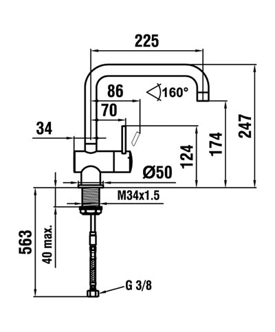 Laufen Arwa Similor Kugler HF502131441000 Triathlon mitigeur évier à bec bec inox