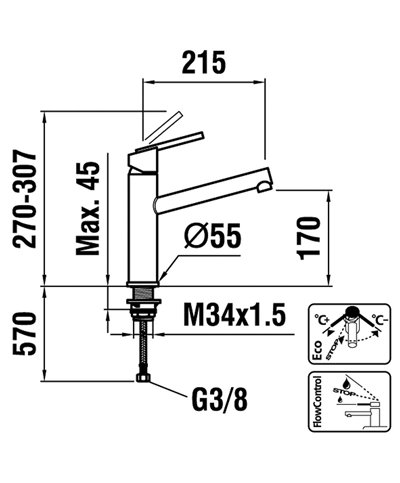 Laufen Arwa Similor Kugler WI503017441000 Siminox mitigeur évier à bec inox
