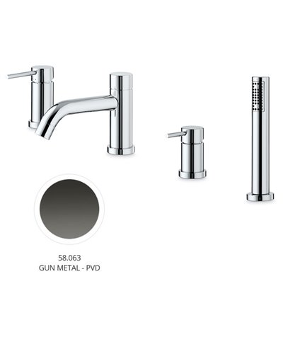 Newform 4280C.58.063 X-T mitigeur bain douche 4 trous sur gorge PVD Gun metal