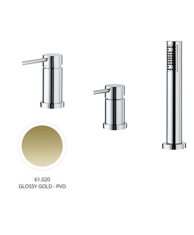 Newform 4284C.61.020 X-T mitigeur bain douche 3 trous sur gorge PVD Glossy gold