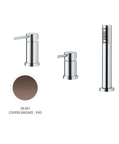 Newform 4284C.58.061 X-T mitigeur bain douche 3 trous sur gorge PVD Copper bronze