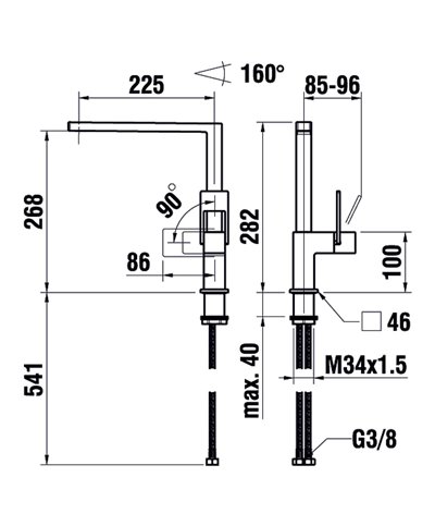 Laufen Arwa Similor Kugler HF 9 01130 423 000 Quadriga mitigeur évier à bec PVD look inox