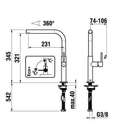 Laufen Arwa Similor Kugler HF 9 03040 100 000 Slim mitigeur évier à bec mobile chrome