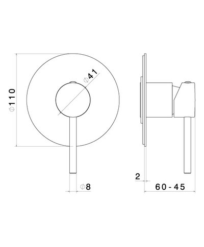 Newform 4275E.M0.075 X-T façade mitigeur douche à encastrer Exclusive Metal Copper glossy