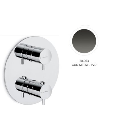 Newform 67608E.58.063 X-T façade mitigeur thermo + inverseur à encastrer PVD Gun metal