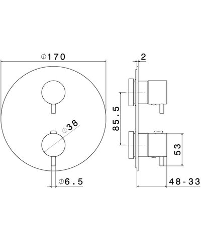 Newform 67608E.58.063 X-T façade mitigeur thermo + inverseur à encastrer PVD Gun metal