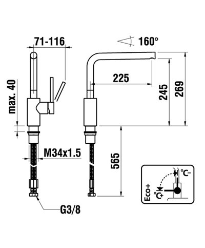 Laufen Arwa Similor Kugler HF 9 05431 448 000 TwinPlus mitigeur évier à bec mobile PVD inox noir