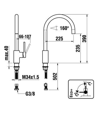 Laufen Arwa Similor Kugler HF 9 05441 441 000 TwinPlus mitigeur évier à bec mobile inox