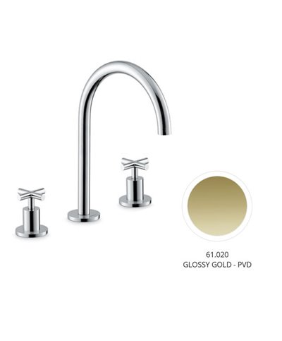 Newform Blink 70801.61.020 mélangeur 3 trous de lavabo bec rond 272 mm PVD Glossy gold