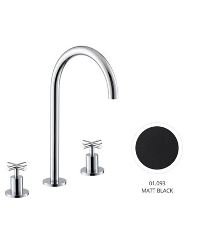 Newform Blink 70802.01.093 mélangeur 3 trous de lavabo bec rond 322 mm Noir mat