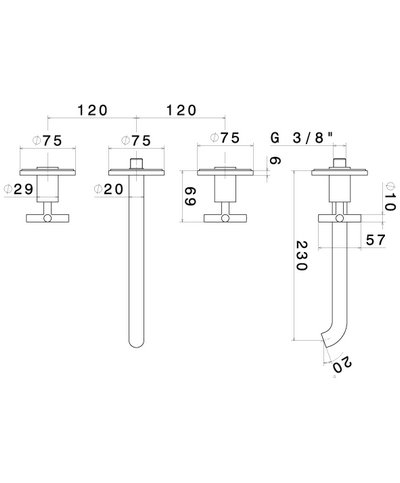 Newform Blink 70822E.01.093 Façade Mélangeur lavabo à encastrer + bec 230 mm Noir mat