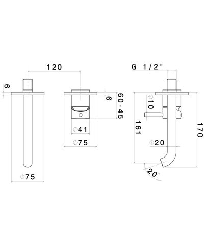 Newform Blink 70828E.31.023 Façade mitigeur lavabo à encastrer + bec 161 mm bronze brossé