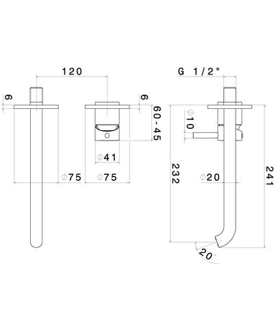 Newform Blink 70830E.21 Façade mitigeur lavabo à encastrer + bec 232 mm chrome