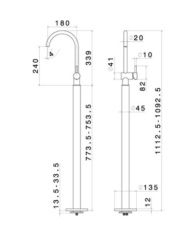 Newform Blink 70818E.58.061 mitigeur lavabo + colonne PVD Copper bronze