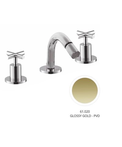 Newform Blink 70835.61.020 mélangeur 3 trous de bidet + vidage PVD Glossy gold