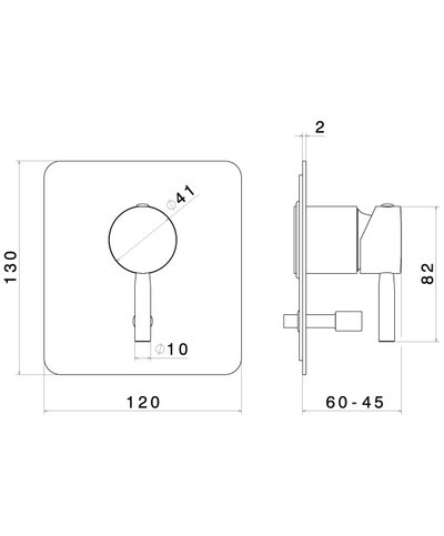 Newform Blink 70870E.58.063 façade mitigeur douche + inverseur à encastrer PVD Gun metal