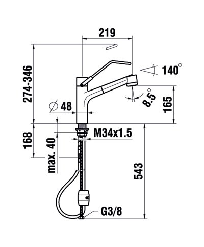 Laufen Arwa Similor Kugler HF 9 41035 100 094 Class mitigeur évier à douchette + levier med chrome