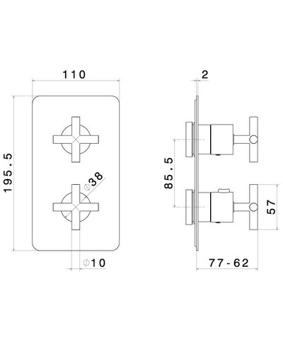 Newform  Blink 69818E.58.063 façade mitigeur thermo + inverseur à encastrer PVD Gun metal