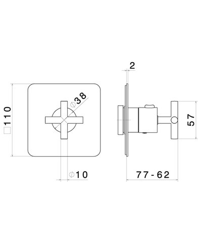 Newform  Blink 69817E.61.020 façade mitigeur thermo à encastrer PVD Glossy gold