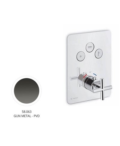 Newform  Blink 70412E.58.063 façade mitigeur thermo 3 voies à encastrer PVD Gun metal