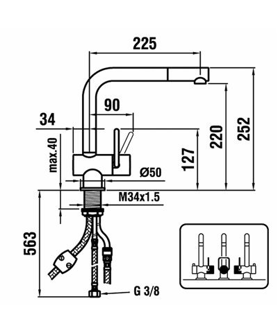 Laufen Arwa Similor Kugler HF989693441001 Twin mitigeur évier à douchette Inox