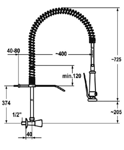 Kwc Gastro K.24.40.70.000C34 - 100961 robinet d'équerre + preflush chrome