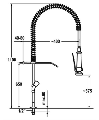 Kwc Gastro K.24.42.62.000C71 - 100964 mélangeur 2 trous + preflush chrome