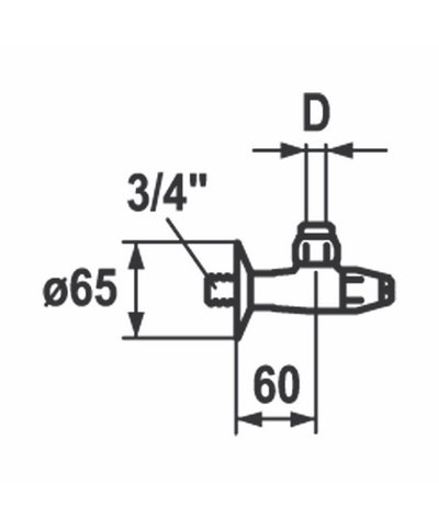 Kwc Gastro K.27.40.25.000A48 - 101063 robinet d'arret A 60, G ¾", D 15 chrome