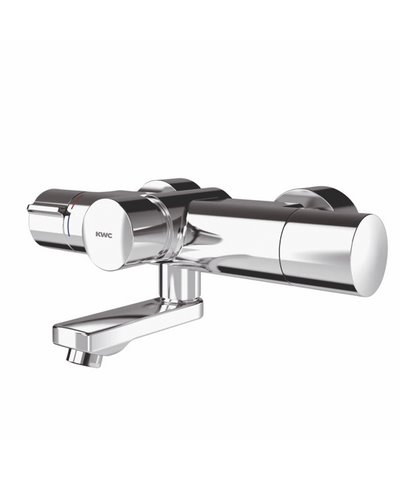 Kwc F5E F5ST1021 - 2030039539 mitigeur thermo mural électronique + bec 275 mm + Alimentation séparée + unité de désinfection pré